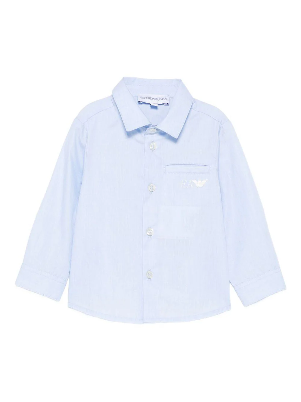 Camicia per neonato Emporio Armani Kids azzurra con dettagli ricamati