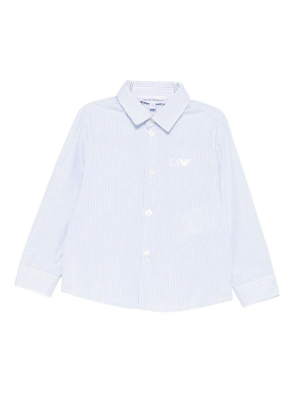 Camicia per neonato Emporio Armani Kids azzurra con motivo a righe