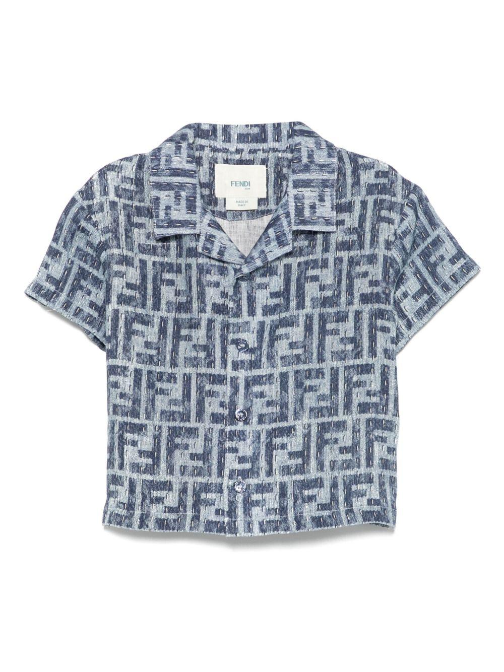 Camicia per neonato Fendi Kids denim con stampa FF