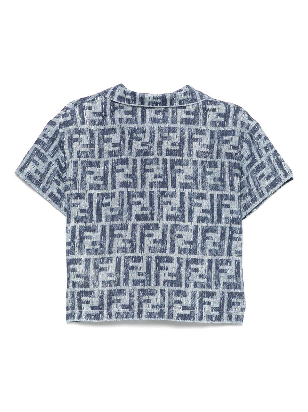 Camicia per neonato Fendi Kids denim con stampa FF - Image 3