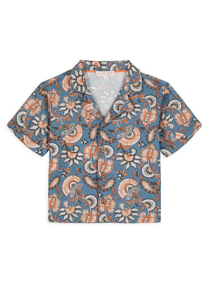 Camicia per neonato Louise Misha Kids blu con stampa grafica