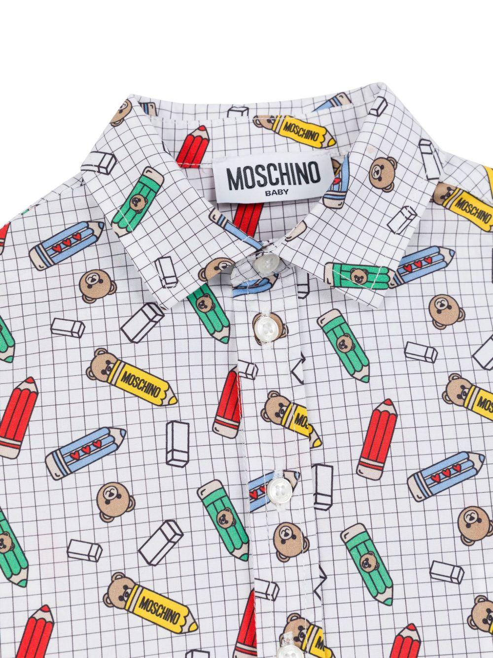 Camicia per neonato Moschino Kids bianco con stampa grafica - Image 3