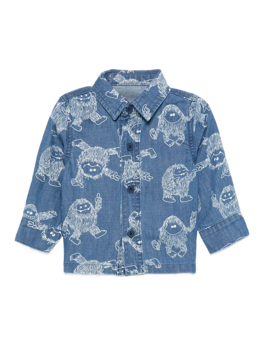 Camicia per neonato Stella McCartney Kids in denim con stampa Yeti
