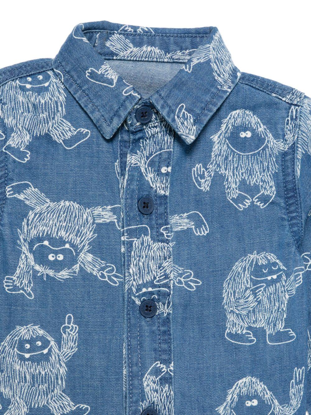Camicia per neonato Stella McCartney Kids in denim con stampa Yeti - Image 2