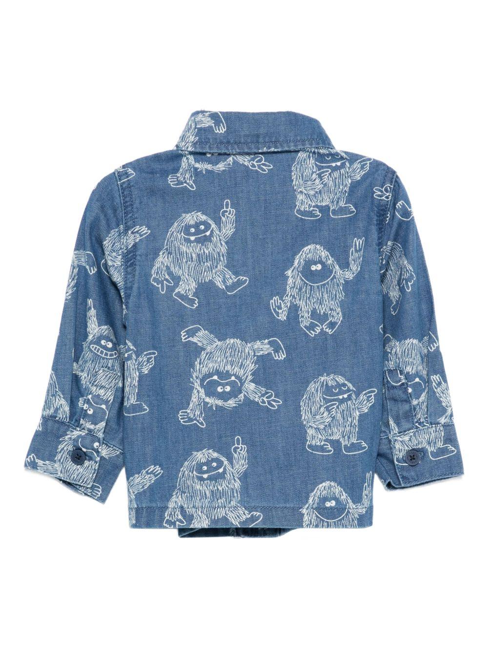 Camicia per neonato Stella McCartney Kids in denim con stampa Yeti - Image 3
