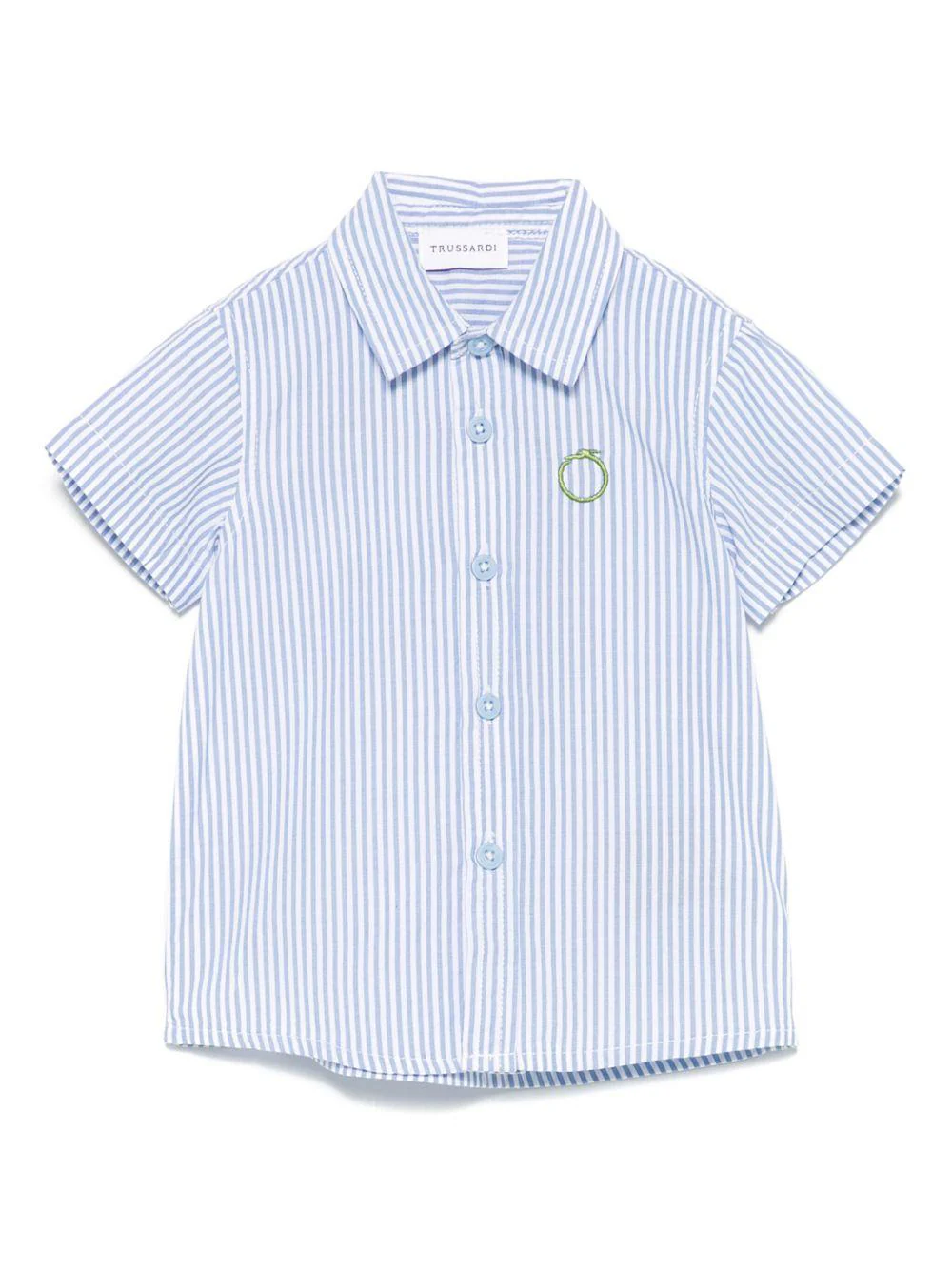 Camicia per neonato Trussardi Junior azzurro a righe con colletto classico e fibbia frontale