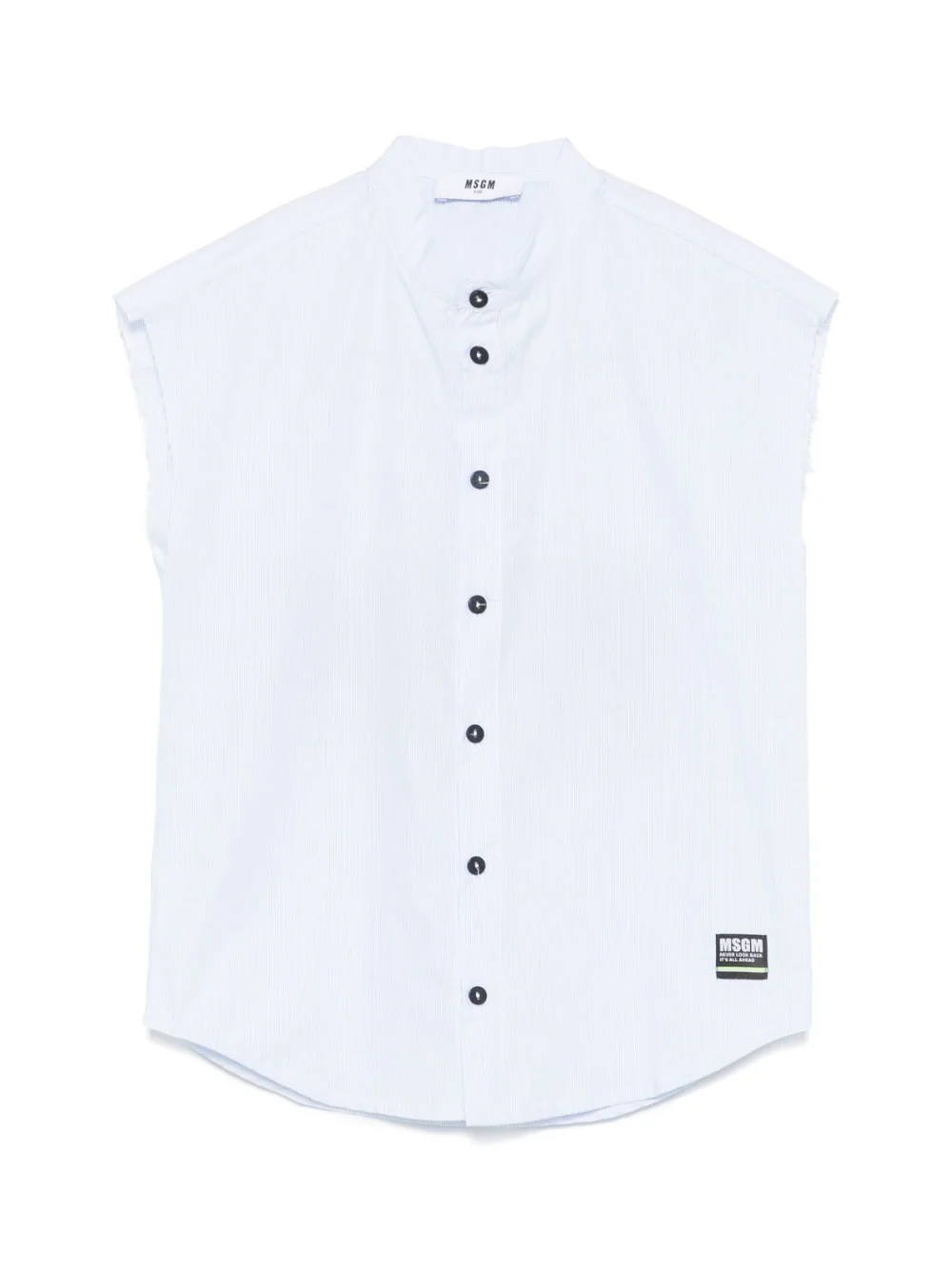 Camicia smanicata per bambino MSGM Kids azzurro con colletto alla coreana
