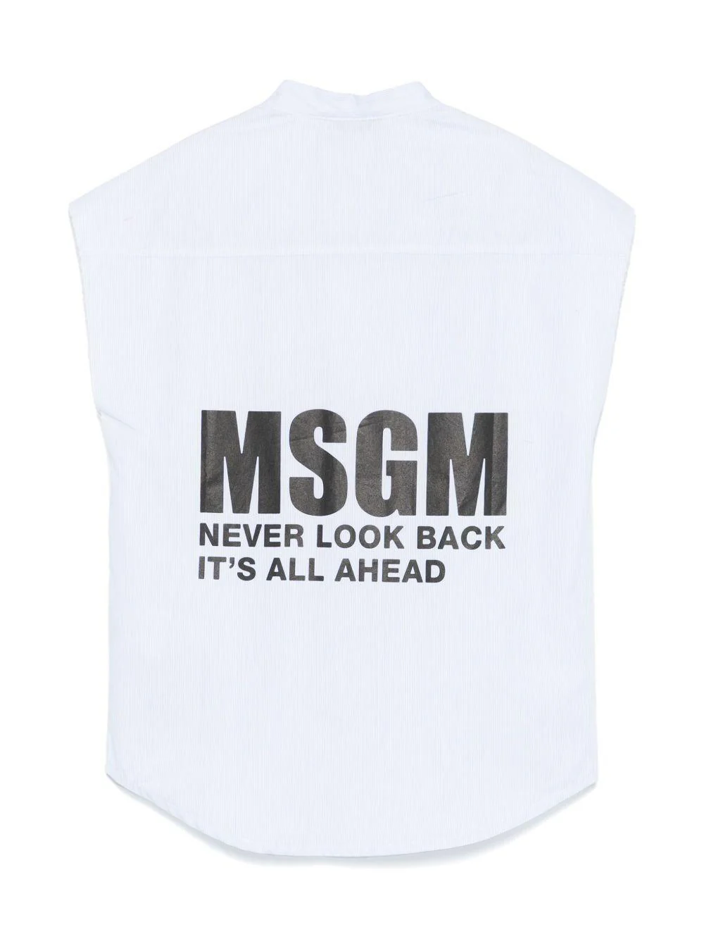 Camicia smanicata per bambino MSGM Kids azzurro con colletto alla coreana - Image 3