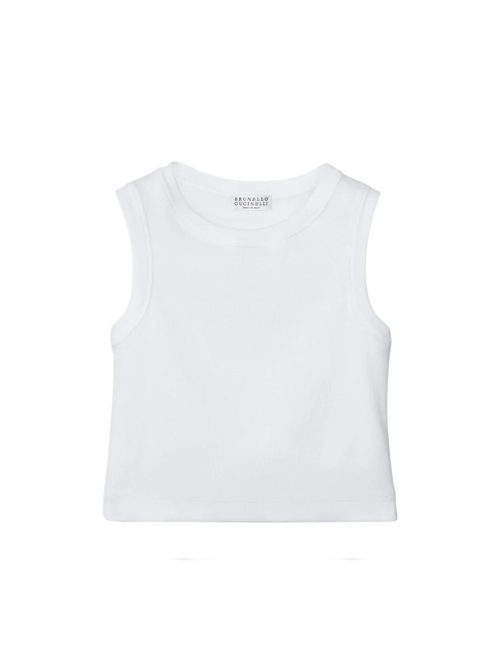 Canotta crop per bambina Brunello Cucinelli Kids bianco con scollo rotondo