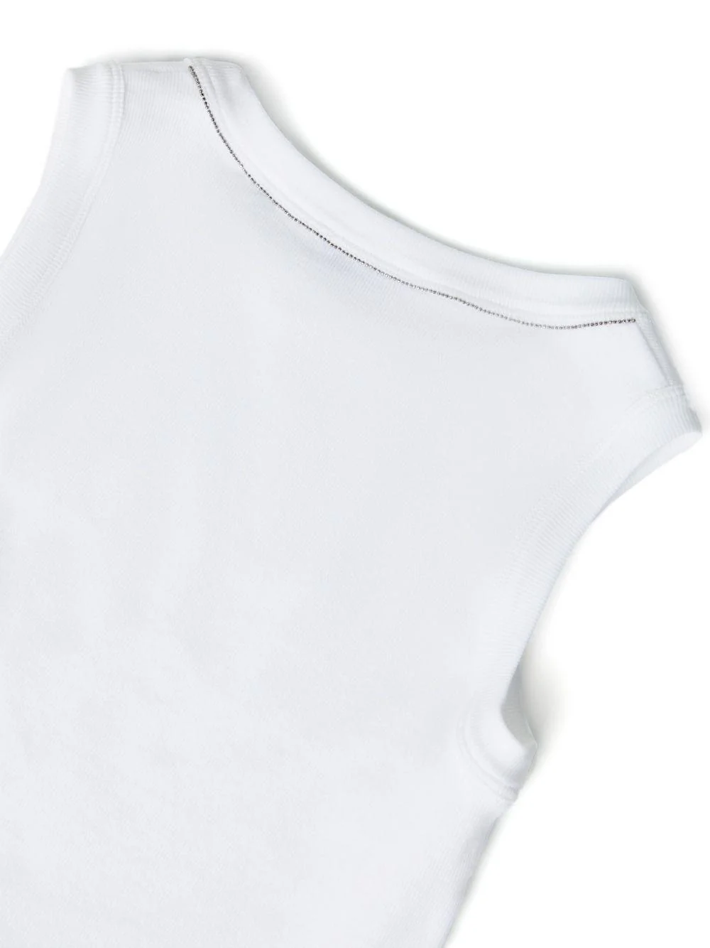 Canotta crop per bambina Brunello Cucinelli Kids bianco con scollo rotondo - Image 2