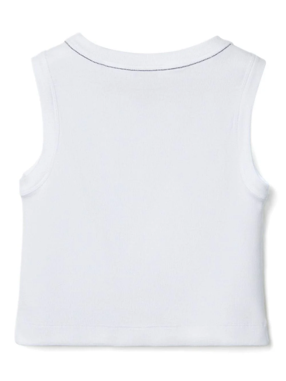 Canotta crop per bambina Brunello Cucinelli Kids bianco con scollo rotondo - Image 3