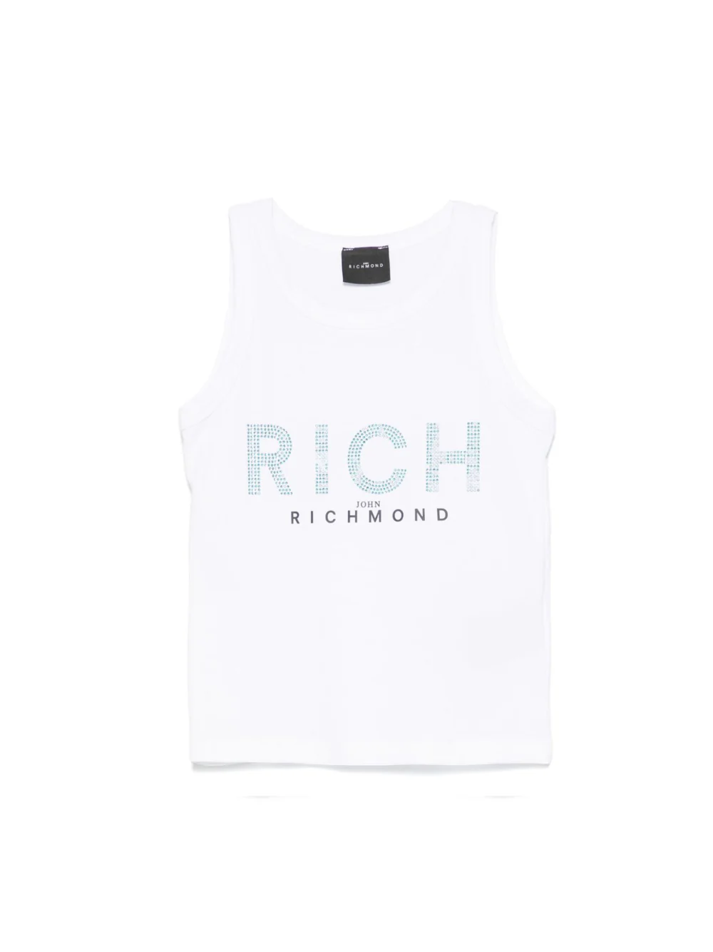Canotta per bambina John Richmond Junior bianco con logo in strass