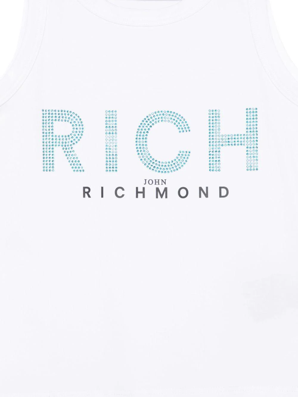 Canotta per bambina John Richmond Junior bianco con logo in strass - Image 2