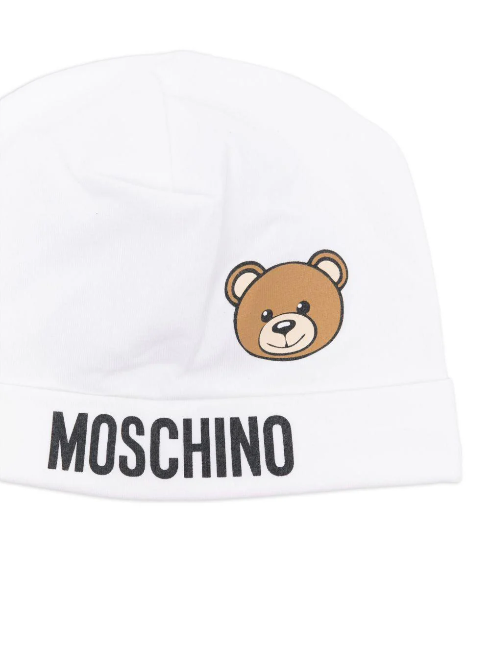 Cappello per neonato Moschino Kids bianco con stampa logo e Teddy Bear - Image 2