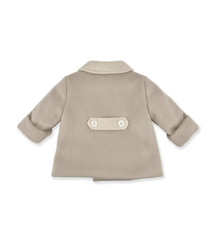 Cappotto a doppiopetto per neonata La Stupenderia beige con colletto classico - Image 2