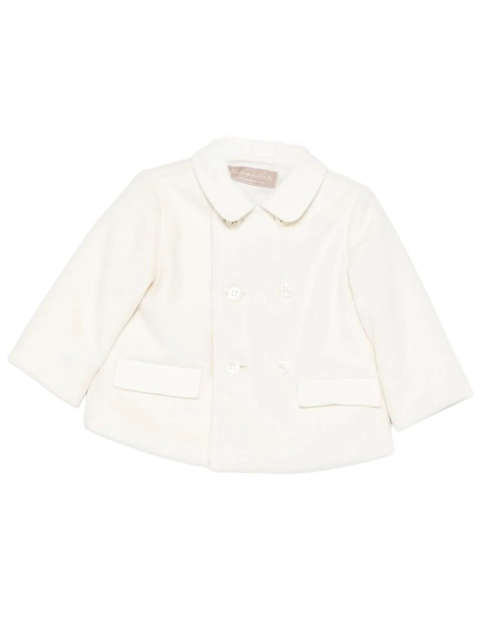 Cappotto a doppiopetto per neonata La Stupenderia bianco con colletto classico