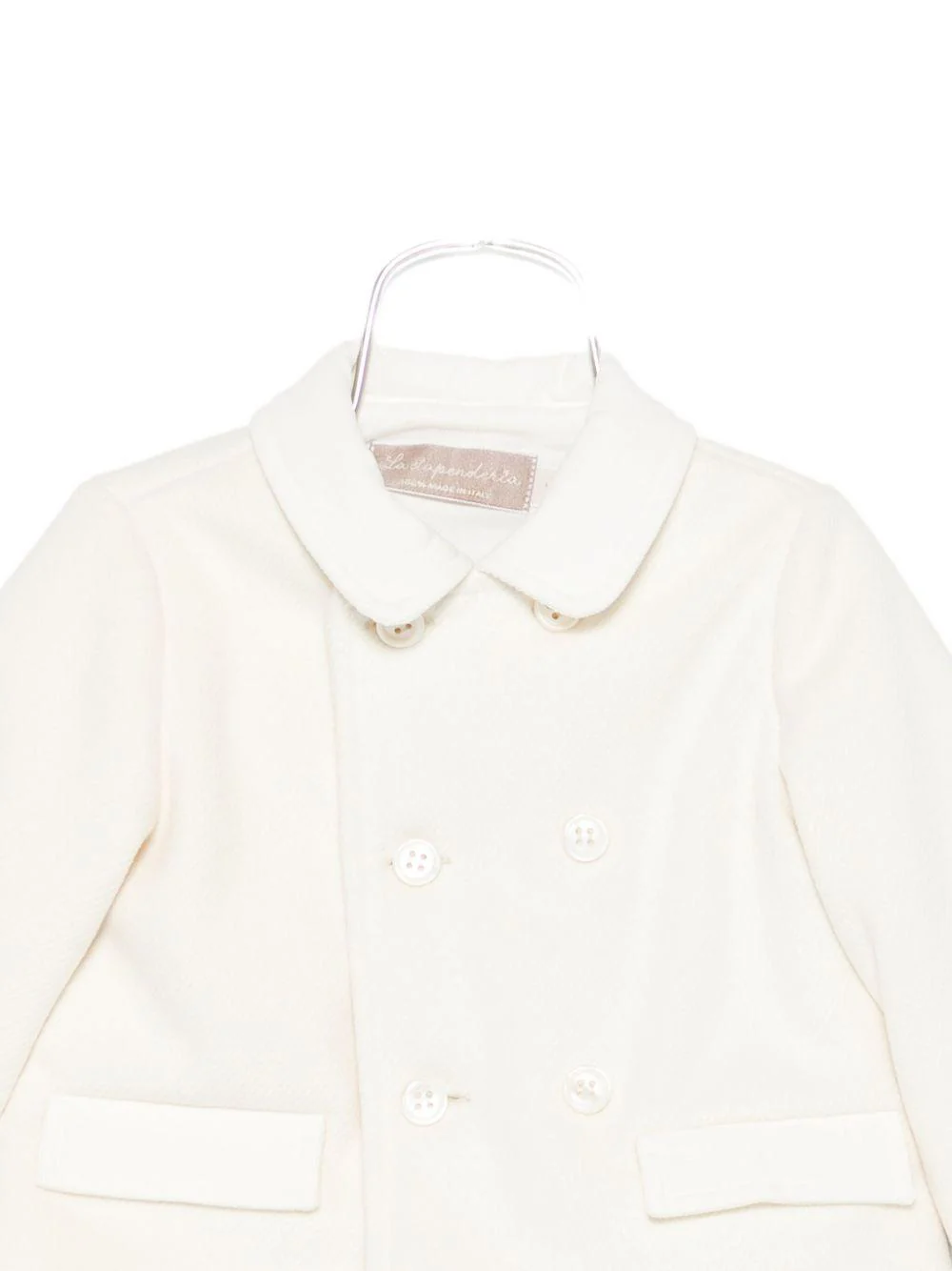 Cappotto a doppiopetto per neonata La Stupenderia bianco con colletto classico - Image 3