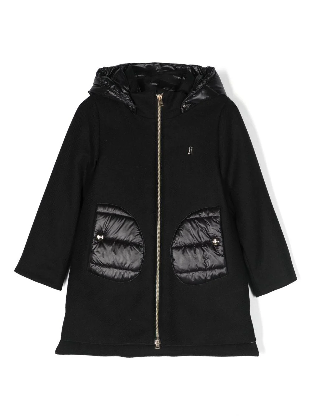 Cappotto per bambina Herno Kids nero con cappuccio