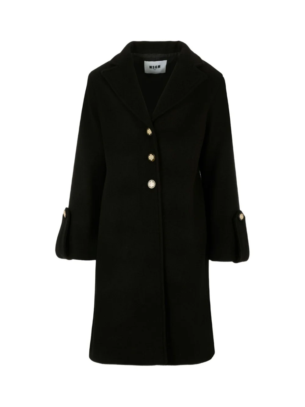 Cappotto per bambina MSGM Kids nero con polsini svasati