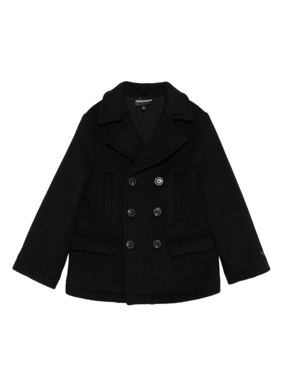 Cappotto per bambino Emporio Armani Kids blu navy con chiusura a doppiopetto
