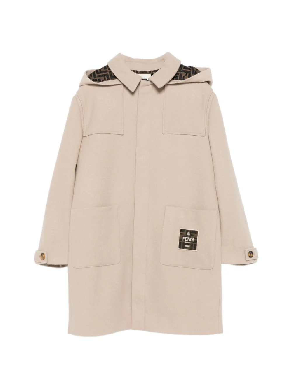 Cappotto per bambino Fendi Kids beige con applicazione con logo