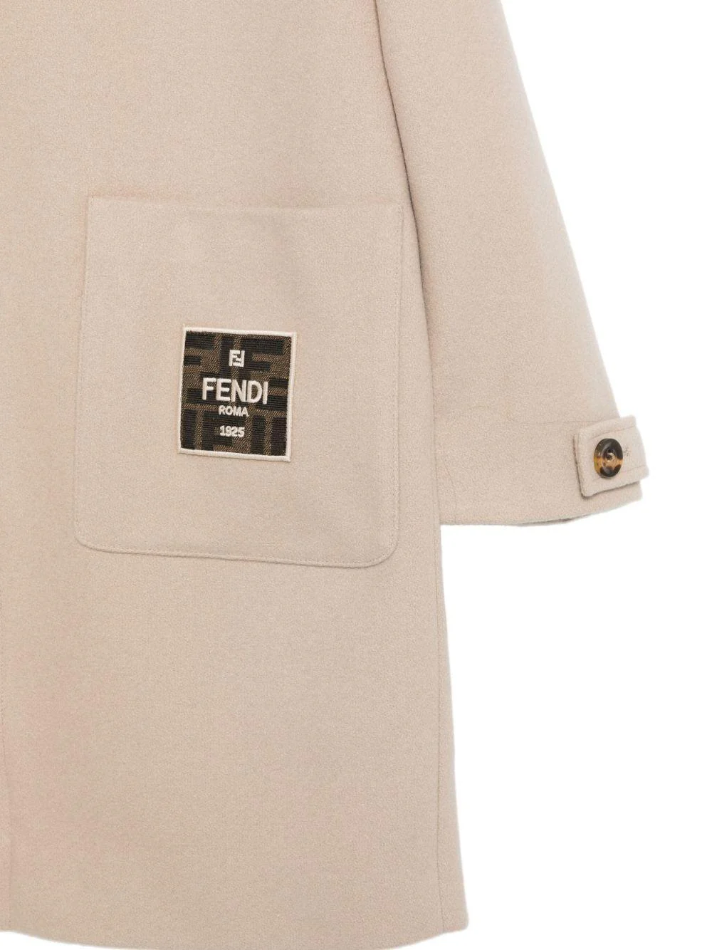 Cappotto per bambino Fendi Kids beige con applicazione con logo - Image 3