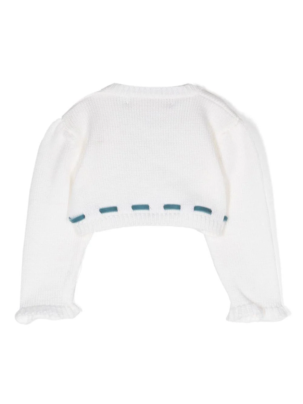 Cardigan crop per neonata La Stupenderia bianco con fiocco - Image 3