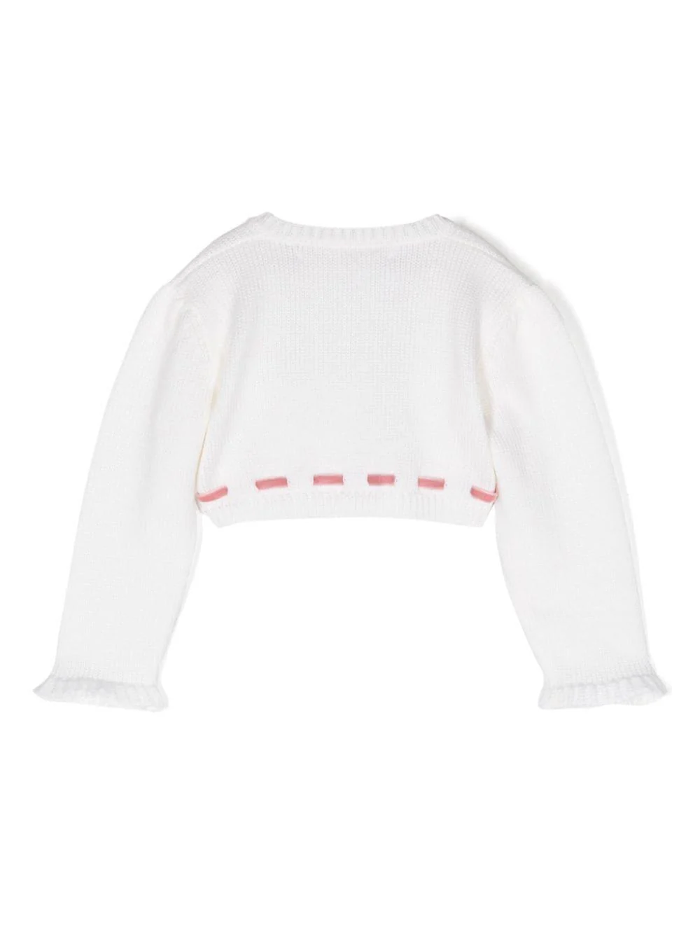 Cardigan crop per neonata La Stupenderia bianco con fiocco - Image 2