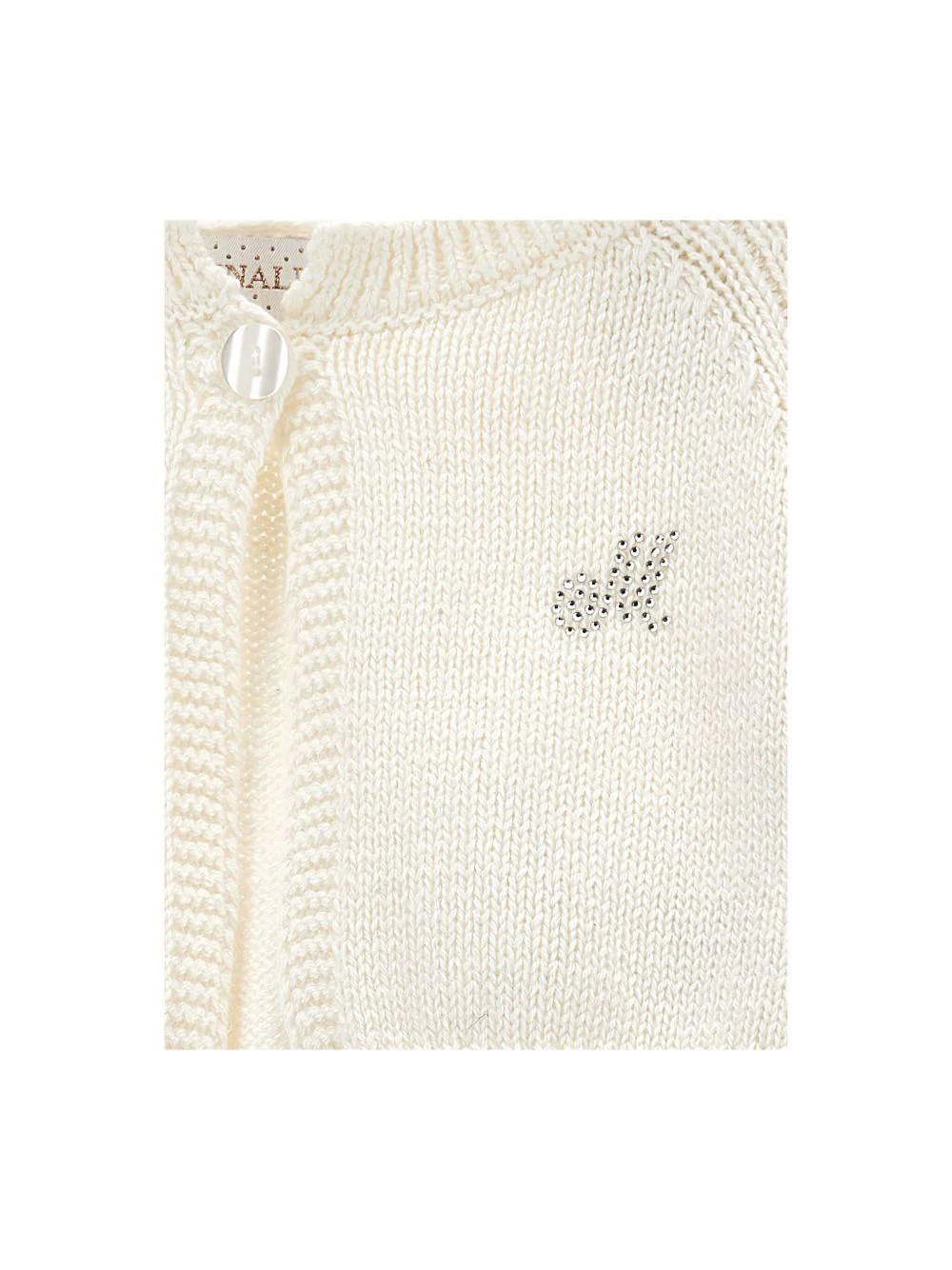 Cardigan crop per neonata Monnalisa bianco con scollo rotondo - Image 2