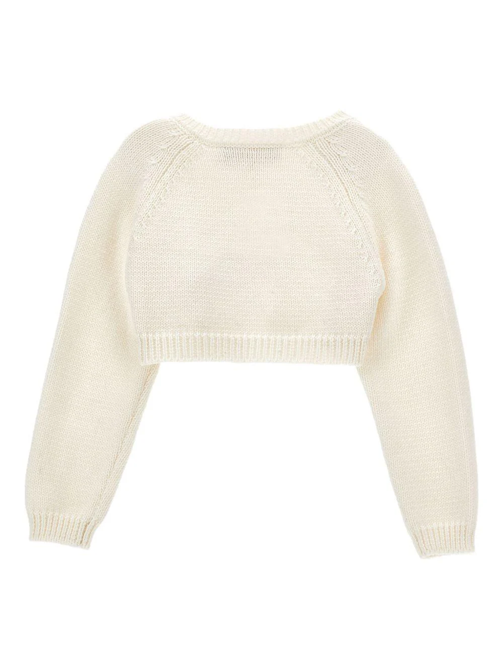 Cardigan crop per neonata Monnalisa bianco con scollo rotondo - Image 3