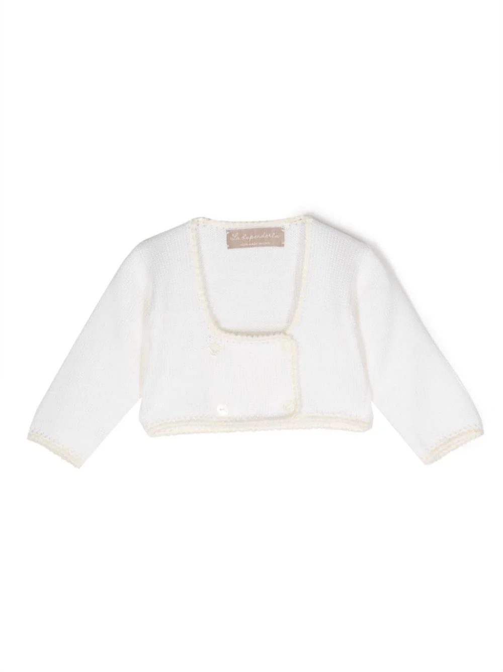 Cardigan doppiopetto per neonata La Stupenderia bianco con scollo quadrato
