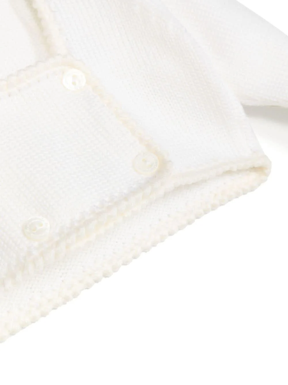 Cardigan doppiopetto per neonata La Stupenderia bianco con scollo quadrato - Image 3