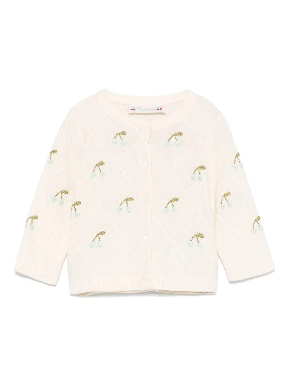 Cardigan Fayana per neonata Bonpoint beige con motivo con ricamo