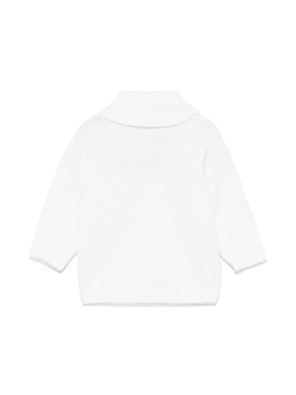 Cardigan in cashmere per neonato La Stupenderia bianco con chiusura frontale con bottoni revers - Image 3