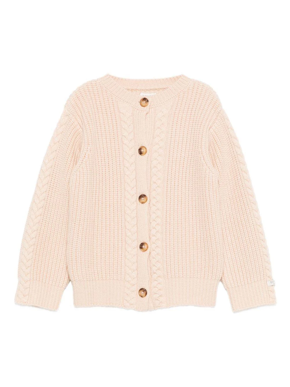 Cardigan per bambina Donsje beige con bottoni e motivo a trecce