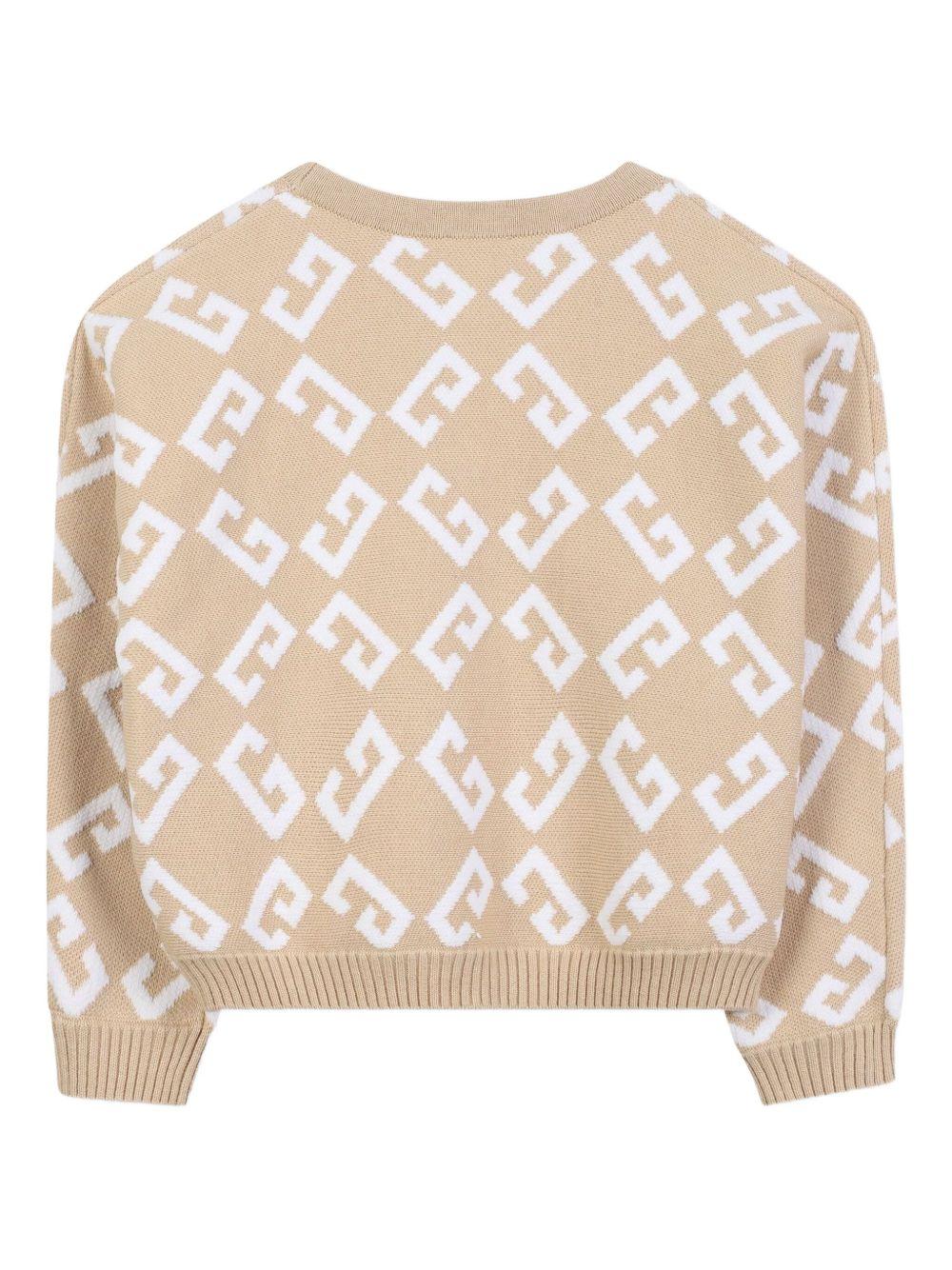 Cardigan per bambina Givenchy Kids beige con logo jacquard - Image 2