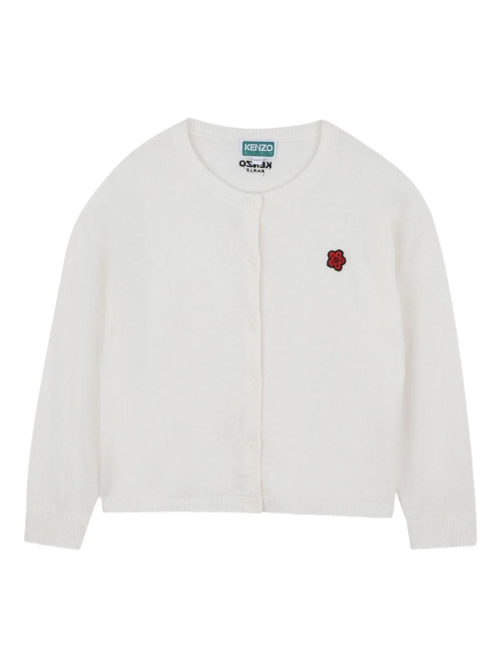 Cardigan per bambina Kenzo Kids bianco con ricamo Boke Flower