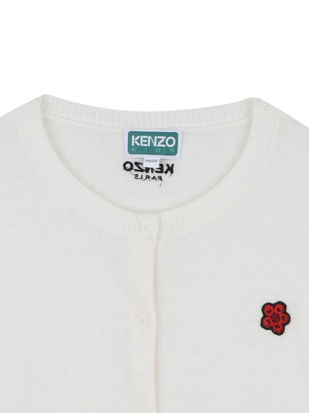 Cardigan per bambina Kenzo Kids bianco con ricamo Boke Flower - Image 3