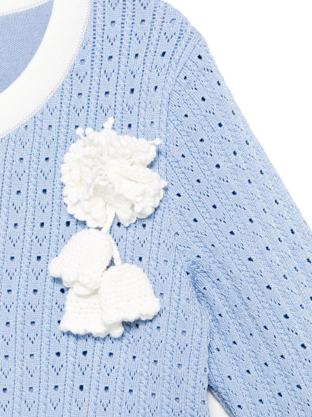 Cardigan per bambina Self-Portrait Kids azzurro con applicazione - Image 3