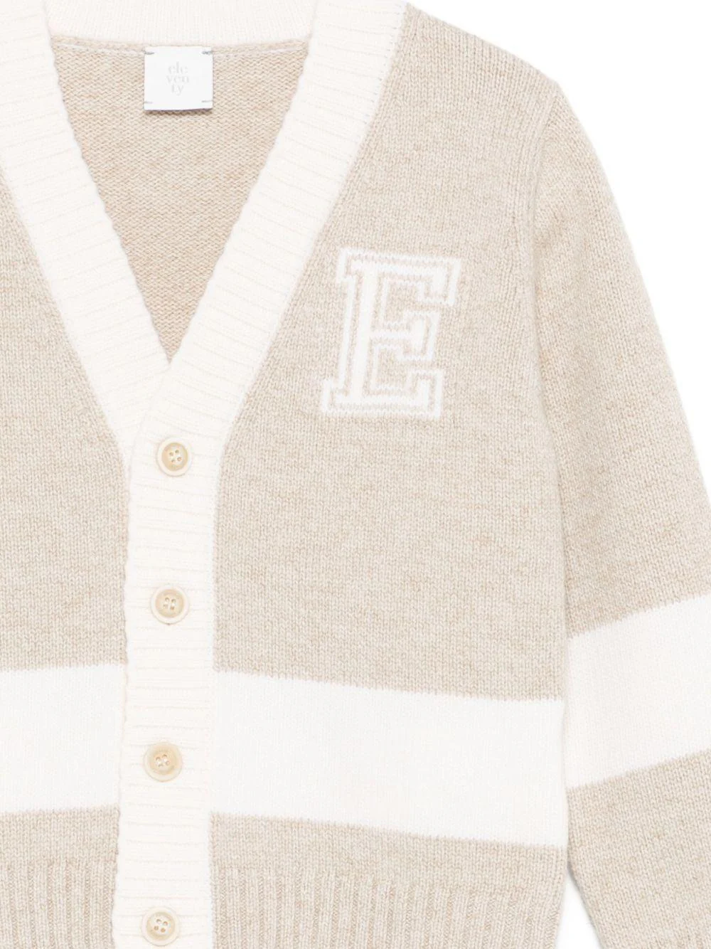 Cardigan per bambino Eleventy Kids beige con scollo a V - Image 3