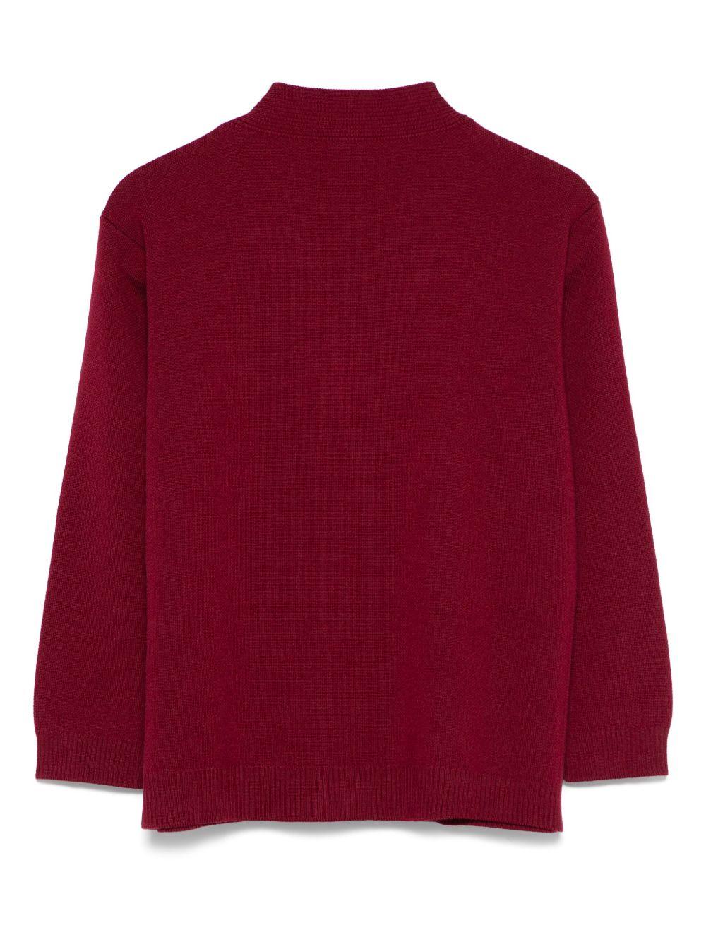 Cardigan per bambino Fendi Kids rosso scuro con chiusura frontale con bottoni - Image 3