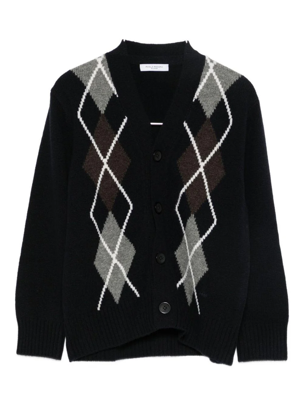 Cardigan per bambino Paolo Pecora Kids blu con motivo argyle
