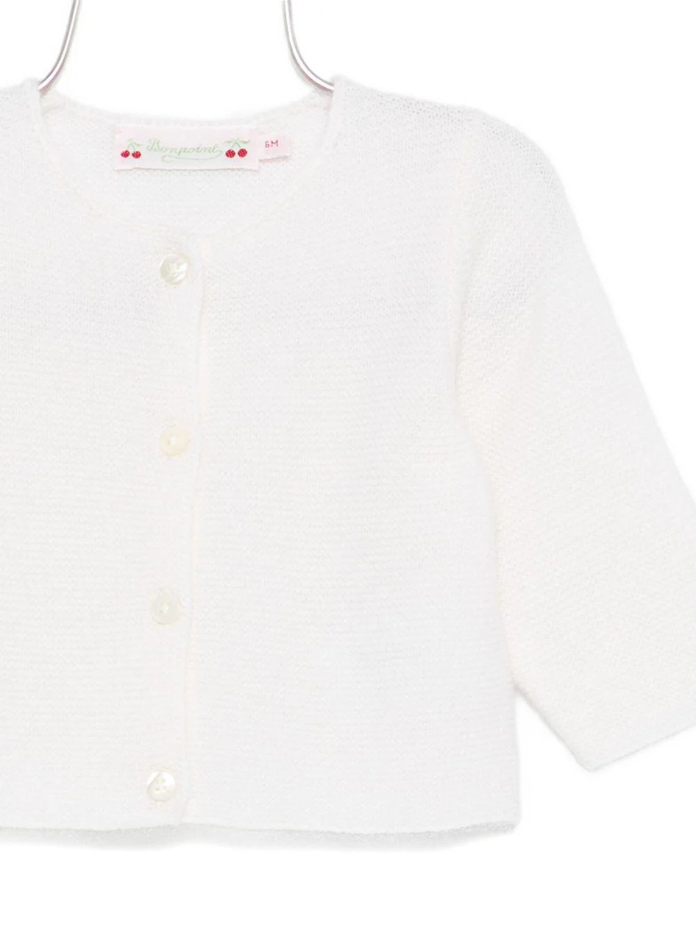 Cardigan per neonata Bonpoint bianco con chiusura con bottoni - Image 3