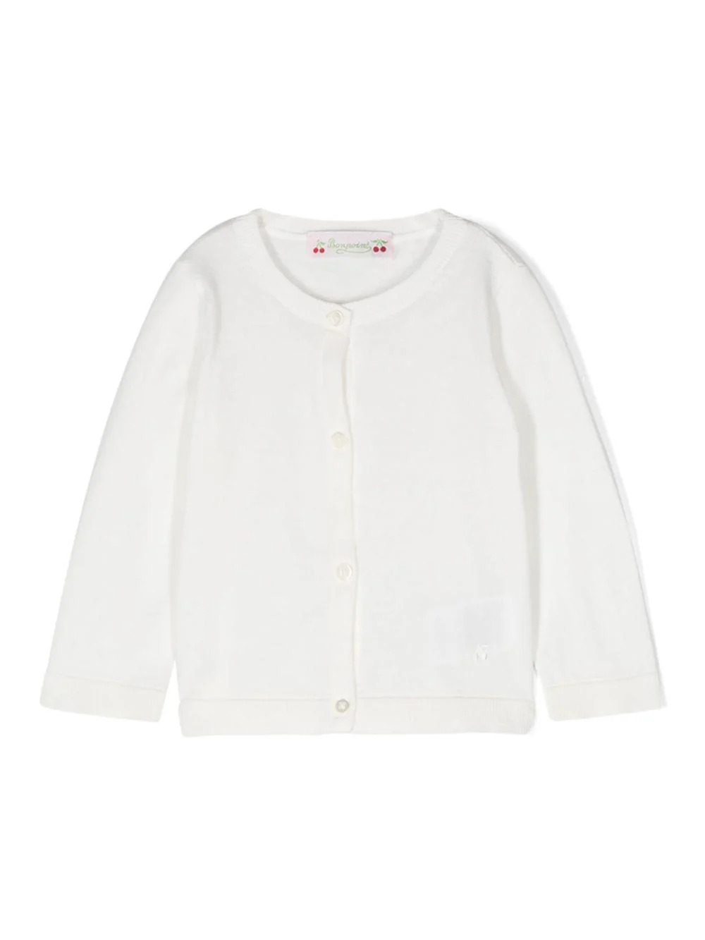 Cardigan per neonata Bonpoint bianco con logo ricamato