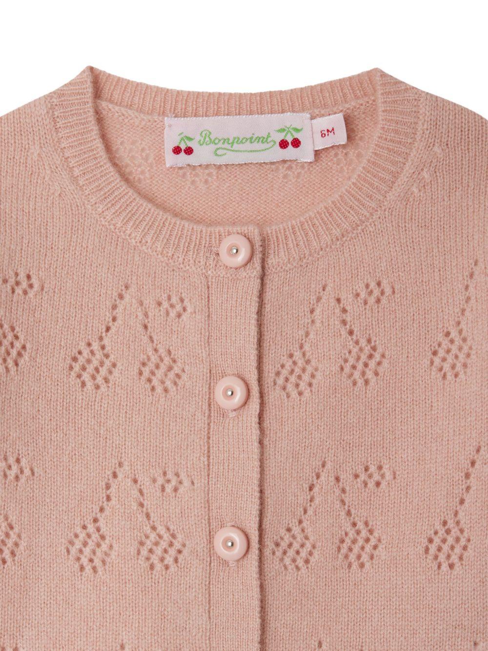 Cardigan per neonata Bonpoint rosa con bottoni - Image 2