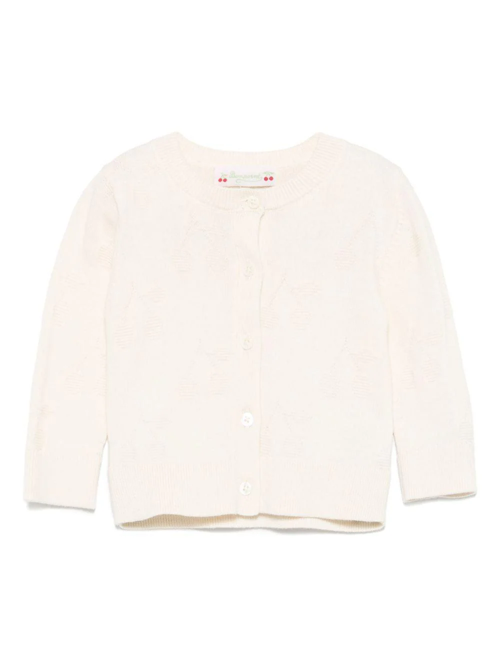 Cardigan per neonata Bonpoint Teyana ècru con chiusura frontale con bottoni