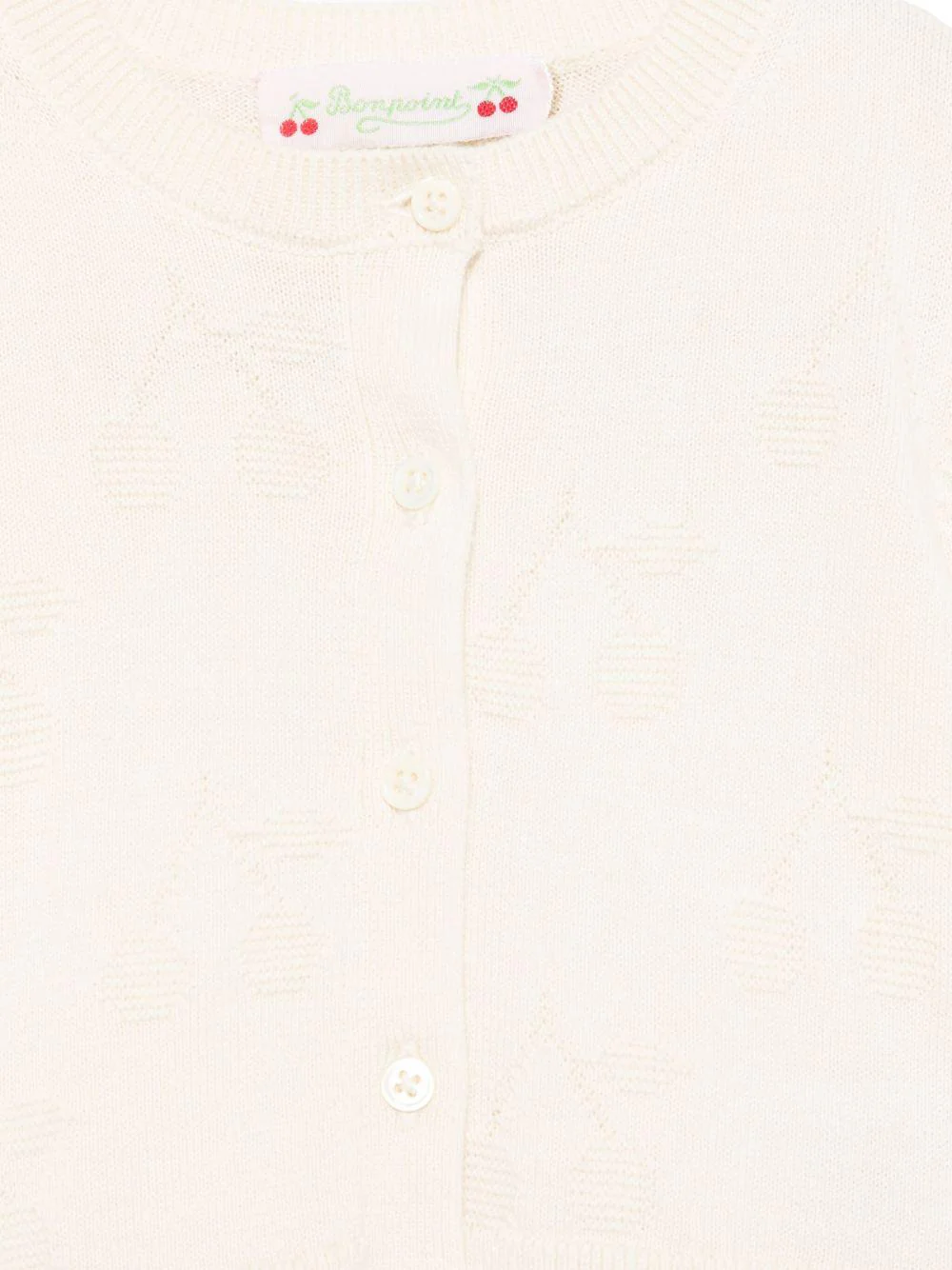Cardigan per neonata Bonpoint Teyana ècru con chiusura frontale con bottoni - Image 2
