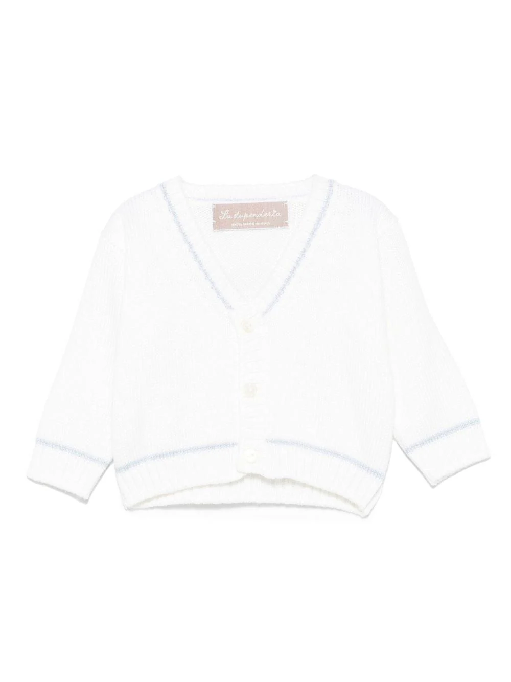 Cardigan per neonata La Stupenderia bianco con bottoni in maglia