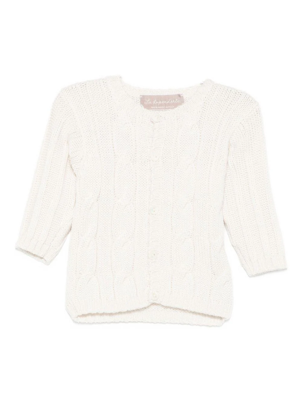 Cardigan per neonata La Stupenderia bianco con maglia a trecce
