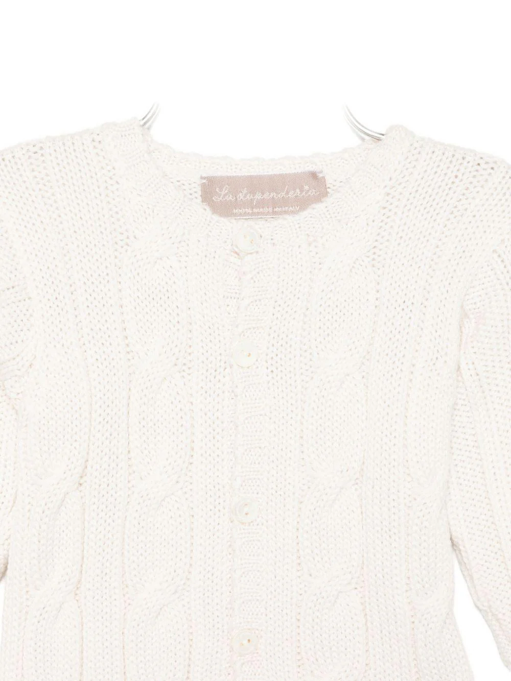 Cardigan per neonata La Stupenderia bianco con maglia a trecce - Image 2